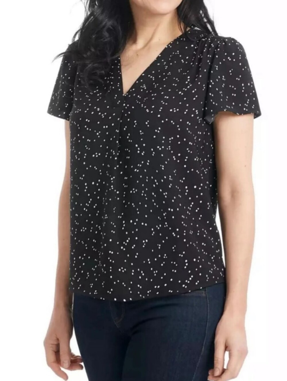 Hillary Radley Black Blouse With Heart Print